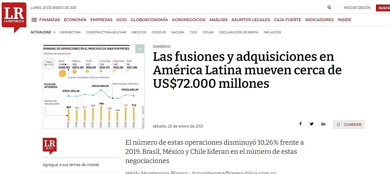 Las fusiones y adquisiciones en Amrica Latina mueven cerca de US$72.000 millones